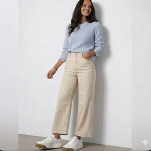 Kut from the Kloth The Meg Wide Leg Jeans Beige Crop High Rise 8